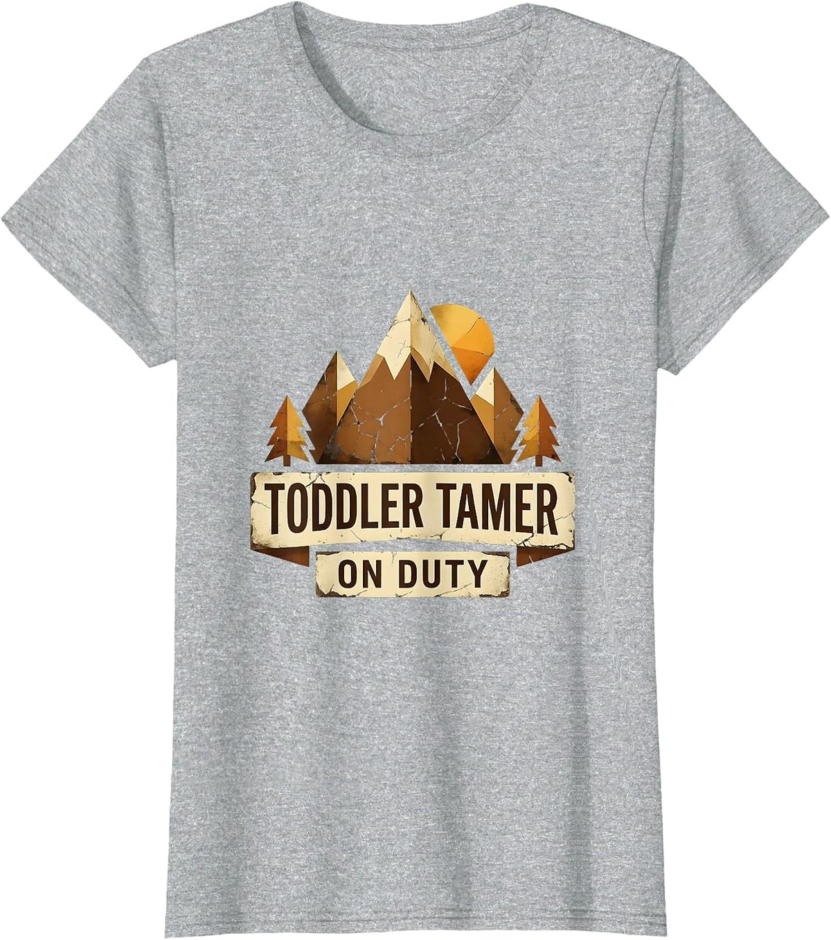 Toddler Tamer On Duty Teacher Graphic Design T-Shirt - Heather Grey
