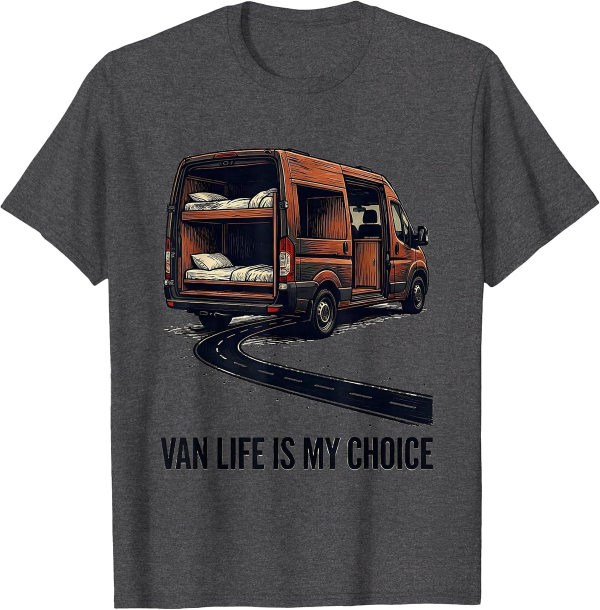 Van Life Is My Choice Retro Van Dwellers Nomads Pride T-Shirt - Dark Heather Grey