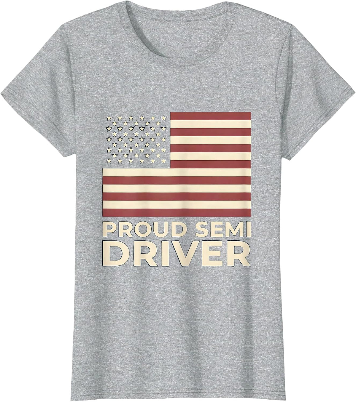 Proud Semi Driver Patriotic Trucker American Flag Semi Truck T-Shirt - Heather Grey