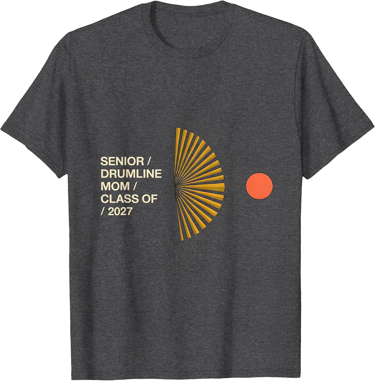 Men's Senior Drumline Mom Class Of 2027 Midcentury Modern Band Mom T-Shirt - Dark Heather Grey