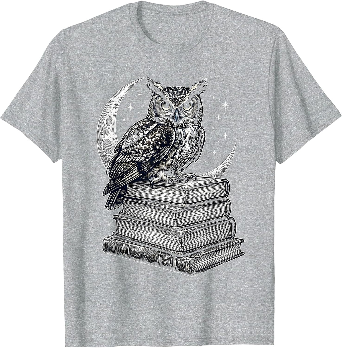Men's Paraprofessional Owl on Textbooks Night Design T-Shirt - Heather Grey
