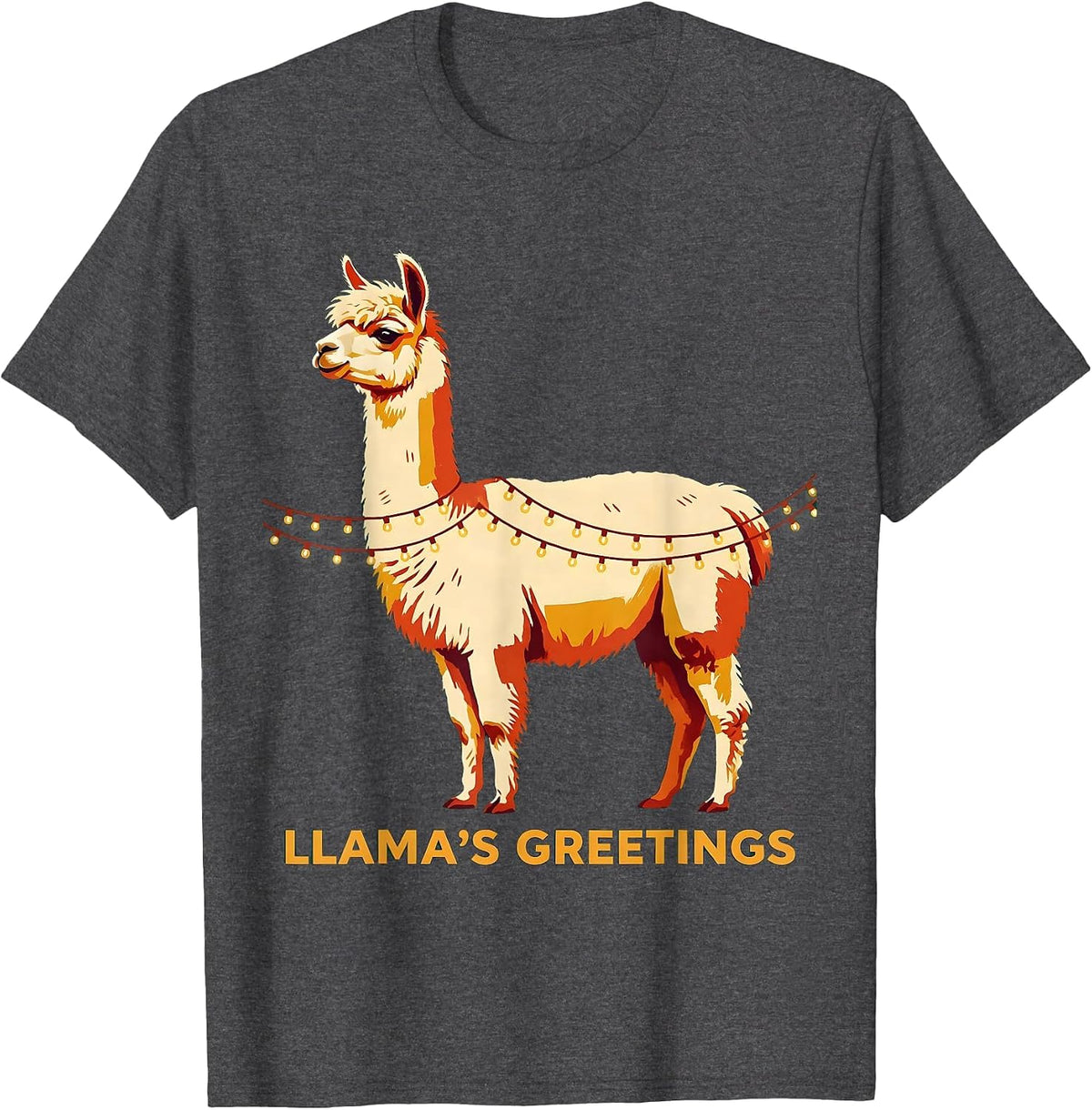 Llama's Greetings Funny Llama Christmas Animal Lover Humor T-Shirt - Dark Heather Grey