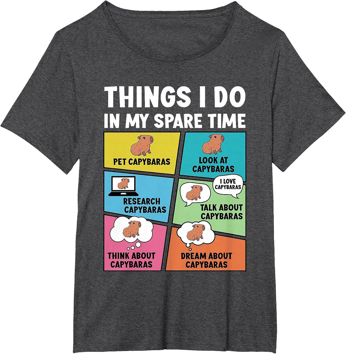 Things I Do in My Spare Time Boys Girls Funny Capybara Lover T-Shirt - Dark Heather Grey