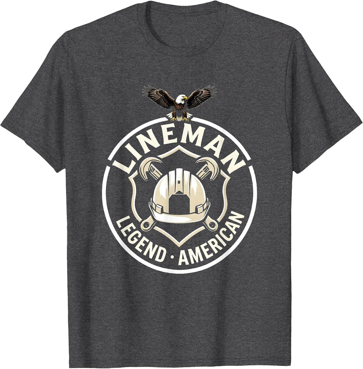 Lineman Legend American Patriotic Design T-Shirt - Dark Heather Grey