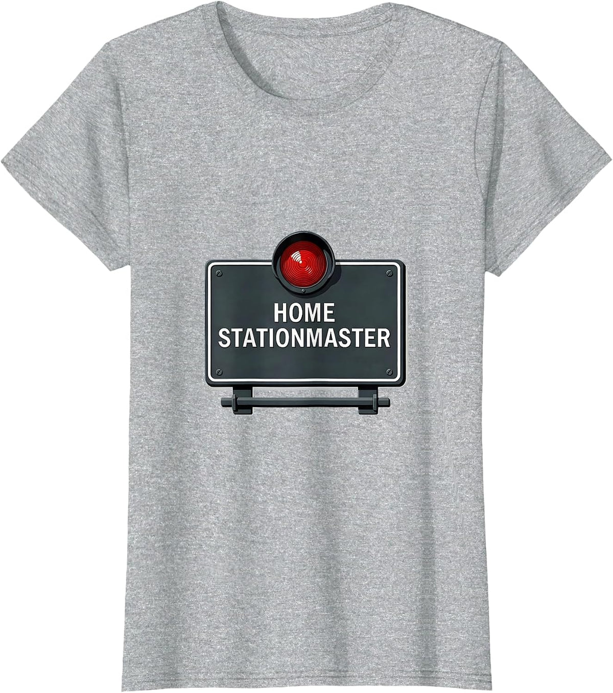 Home Stationmaster Funny Train Enthusiast Model Railroad T-Shirt - Heather Grey