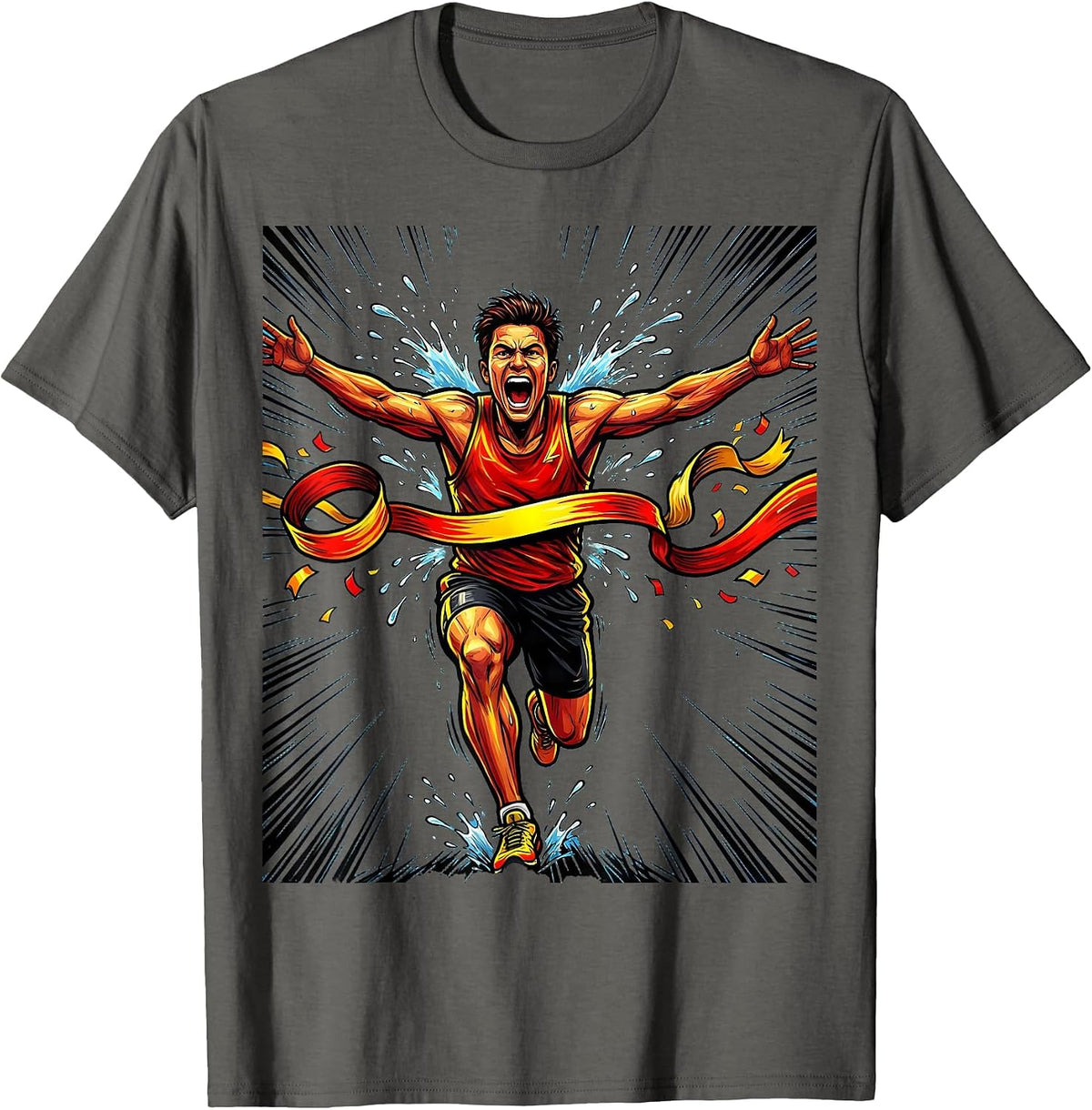 Finish Line Glory Race Tape Breaking Graphic T-Shirt - Asphalt Grey