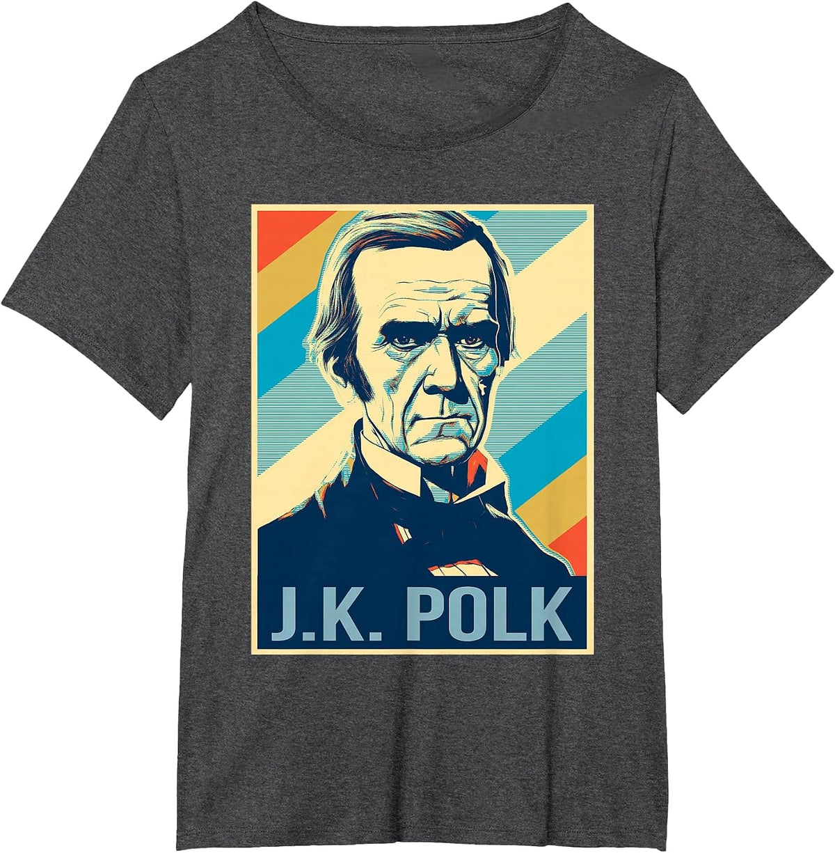 4th of July James K. Polk President Retro Patriotic T-Shirt - Dark Heather Grey