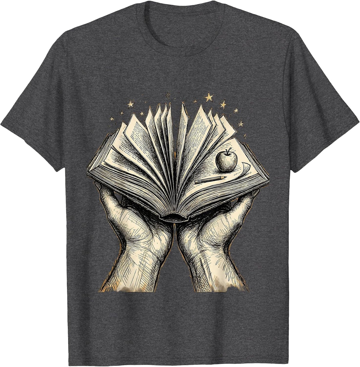 Men's Paraprofessional Caring Hands Storybook Design T-Shirt - Dark Heather Grey