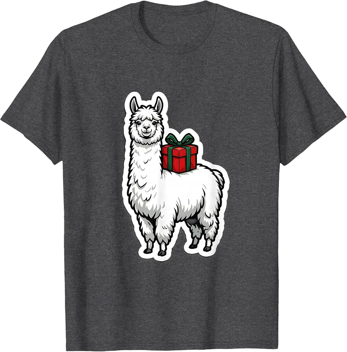 Men's Cheerful Shaggy Llama Funny Christmas Animal Lover Gift T-Shirt - Dark Heather Grey