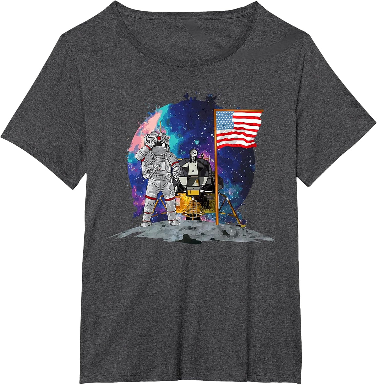 Moon Landing 50th Anniversary - US Astronaut on the Moon T-Shirt - Dark Heather Grey