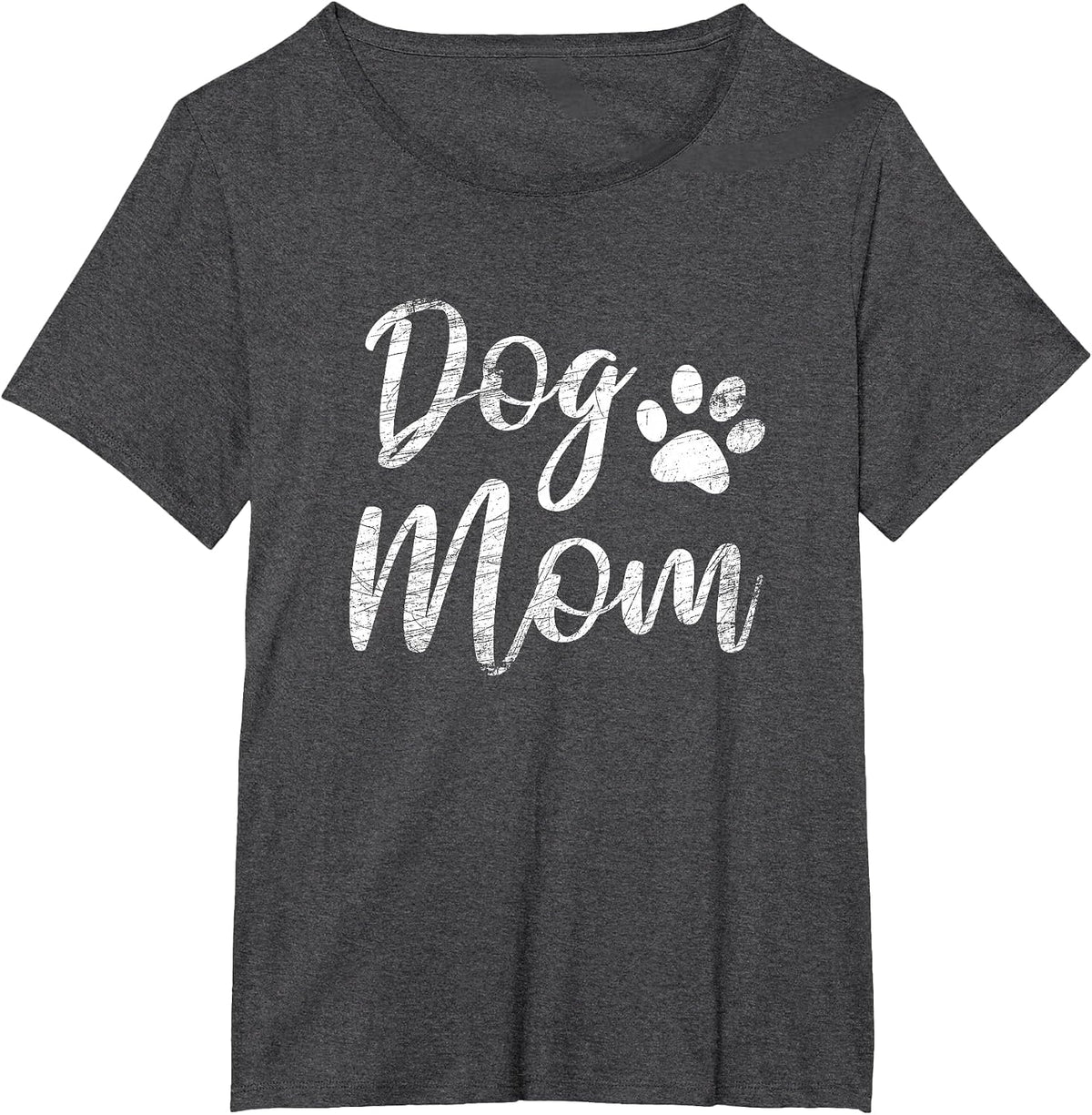 Dog Mom - Vintage/Worn Design - Funny Dog Paw - Classic T-Shirt - Dark Heather Grey