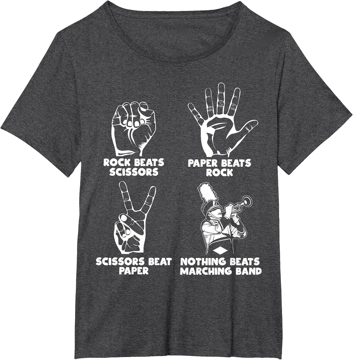 Nothing Beats Marching Band Rock Paper Scissors Funny Meme T-Shirt - Dark Heather Grey