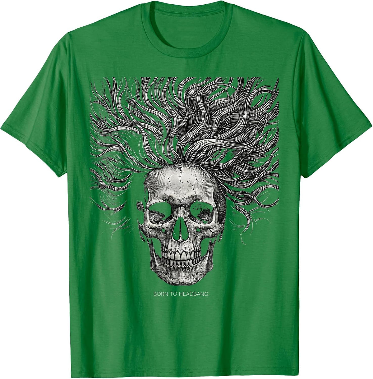 Men's Born to Headbang Metal Band Graphic Design T-Shirt - Kelly Green