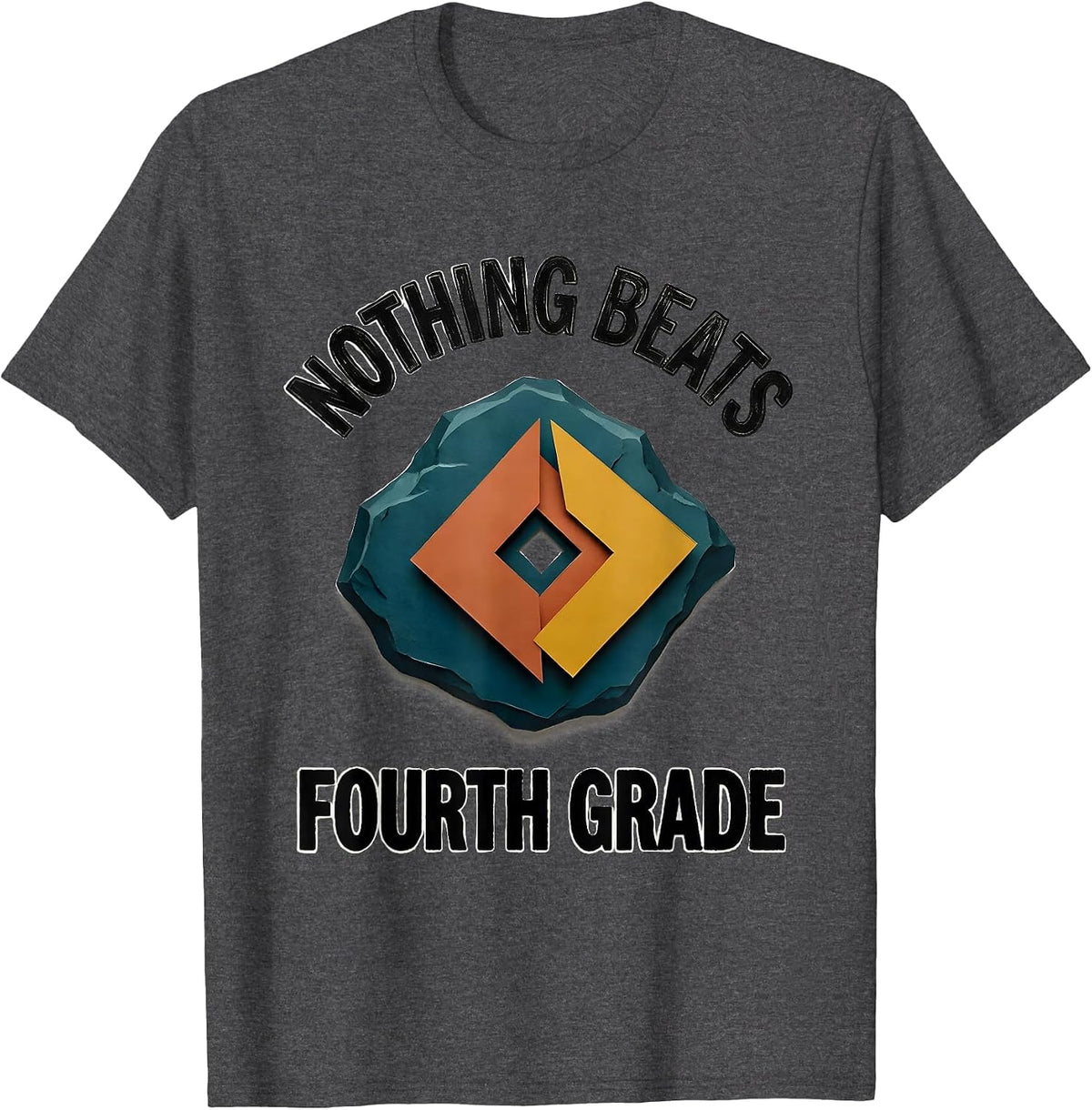 Men's Nothing Beats Fourth Grade Funny Fourth Grade Teacher Back T-Shirt - Dark Heather Grey