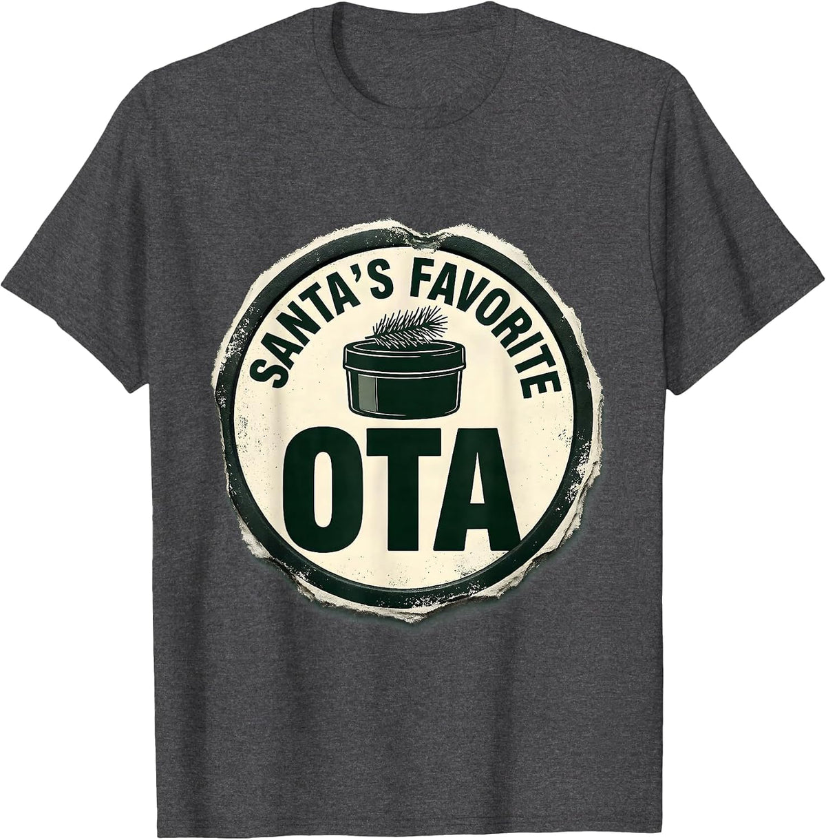 Men's Santa's Favorite OTA Physical Therapy Christmas Humor T-Shirt - Dark Heather Grey