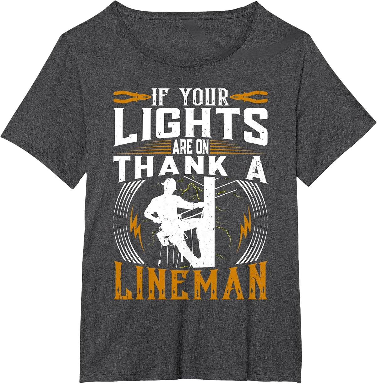Thank a Proud American Electrician and Lineman T-Shirt - Dark Heather Grey