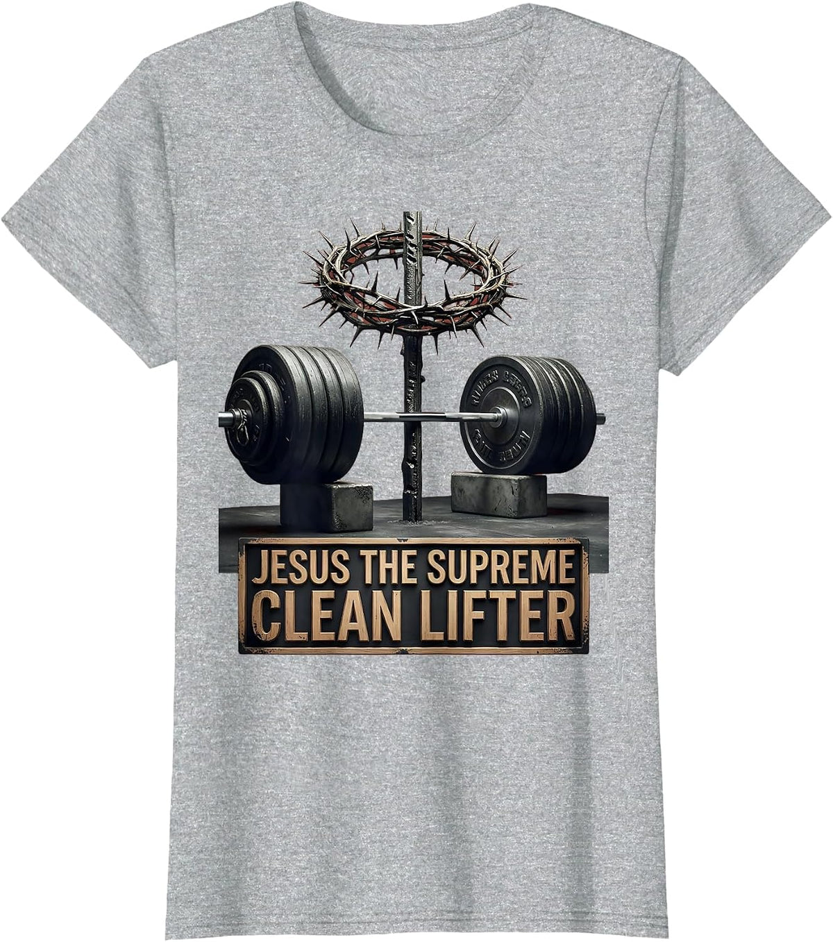 Jesus The Supreme Clean Lifter Funny Christian Gym T-Shirt - Heather Grey