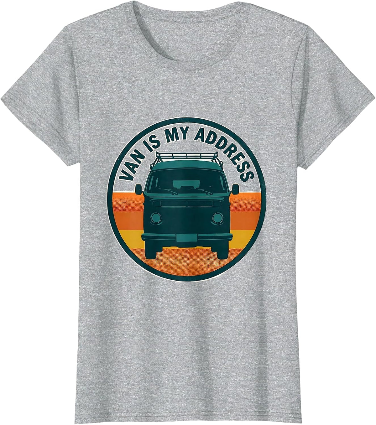 Van Is My Address Retro Vintage Van Life Nomads Camper T-Shirt - Heather Grey