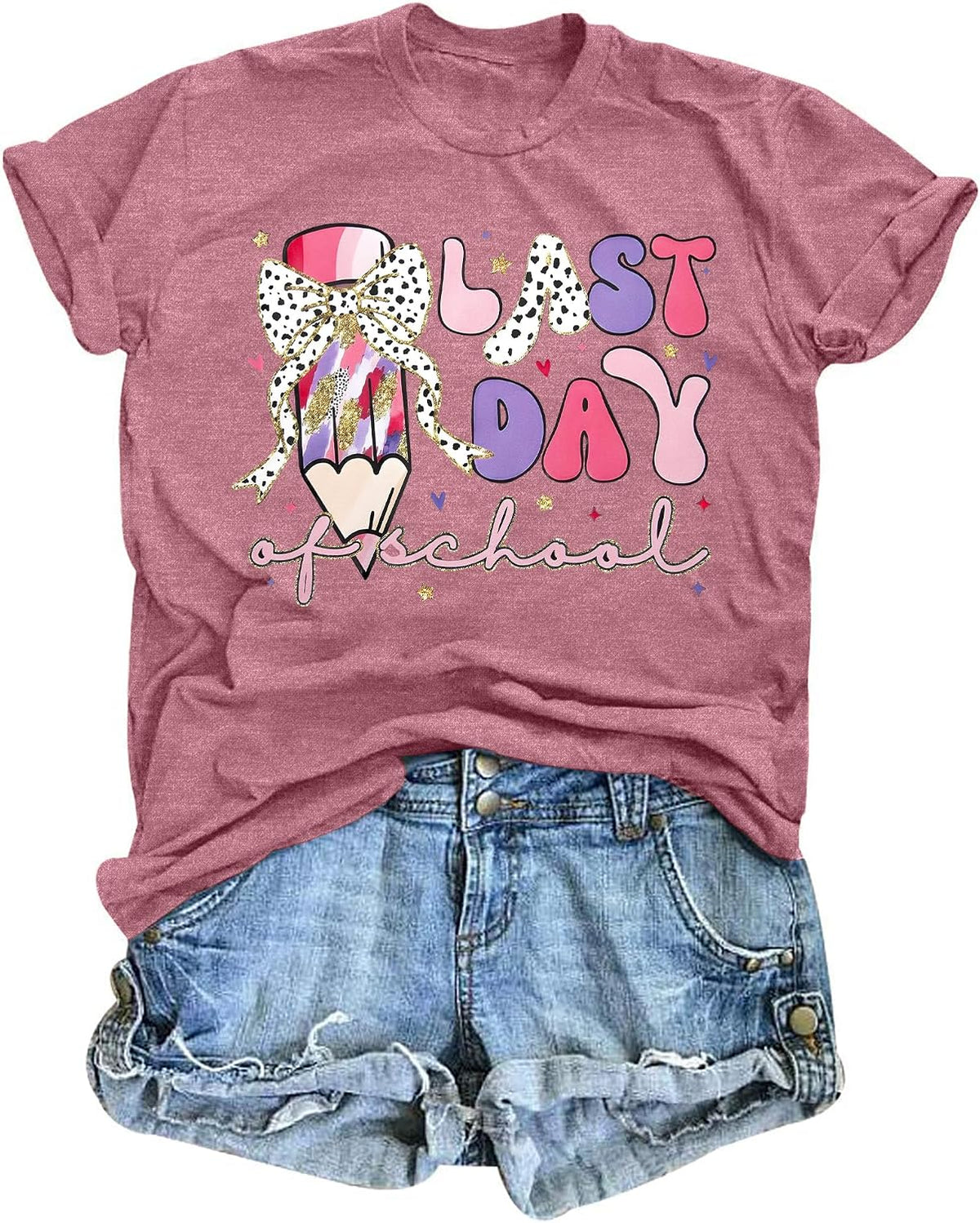 UNIQUEONE Last Day of School Teacher Shirt: Women I Love You All Class Dismissed Shirts School Graduation Tee - Pink-a