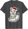 Men's Cheerful Llama Christmas Animal Lover Holiday Humor T-Shirt - Dark Heather Grey