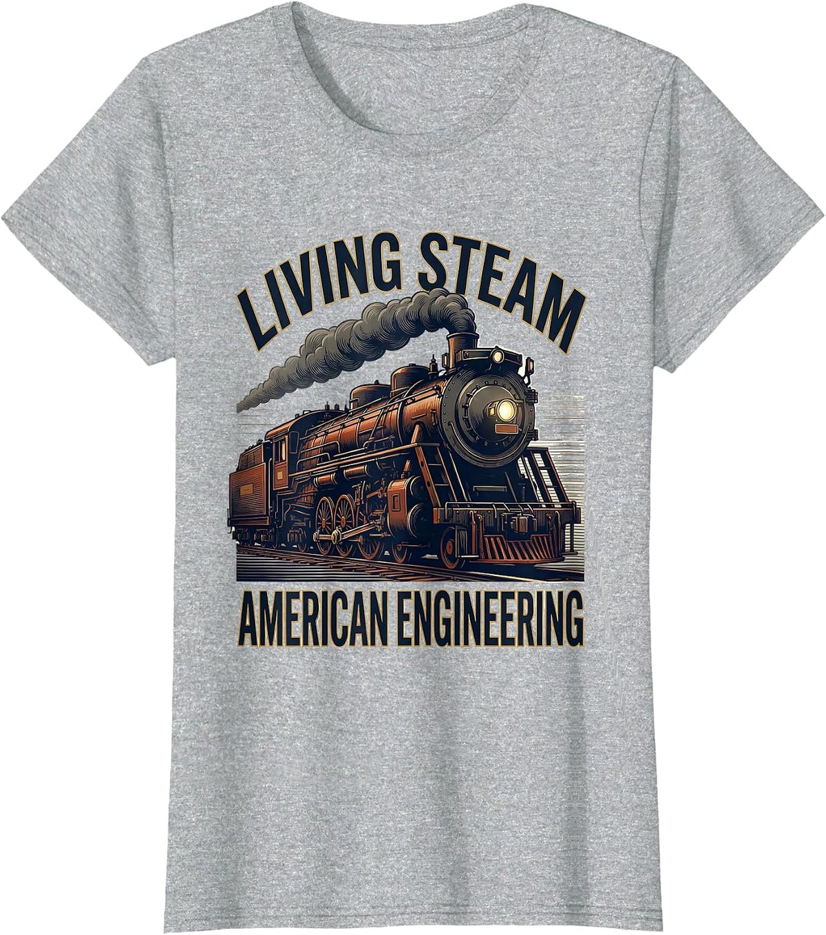 Women's Living Steam American Engineering Patriotic Big Boy 4014 T-Shirt - Heather Grey
