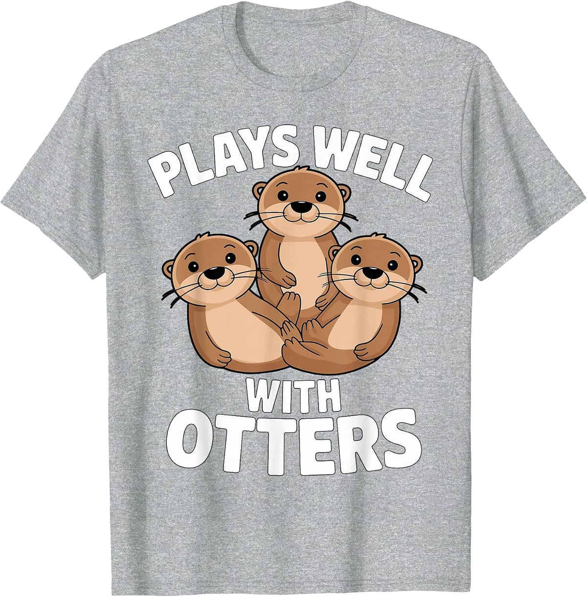 Plays Well with Otters Sea Otter T-Shirt - Heather Grey