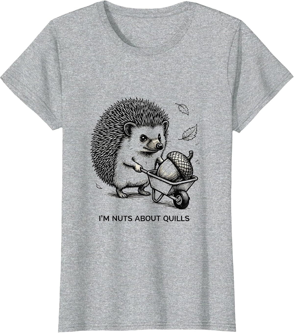 I’m Nuts About Quills Cute Hedgehog Lover Humor Christmas T-Shirt - Heather Grey