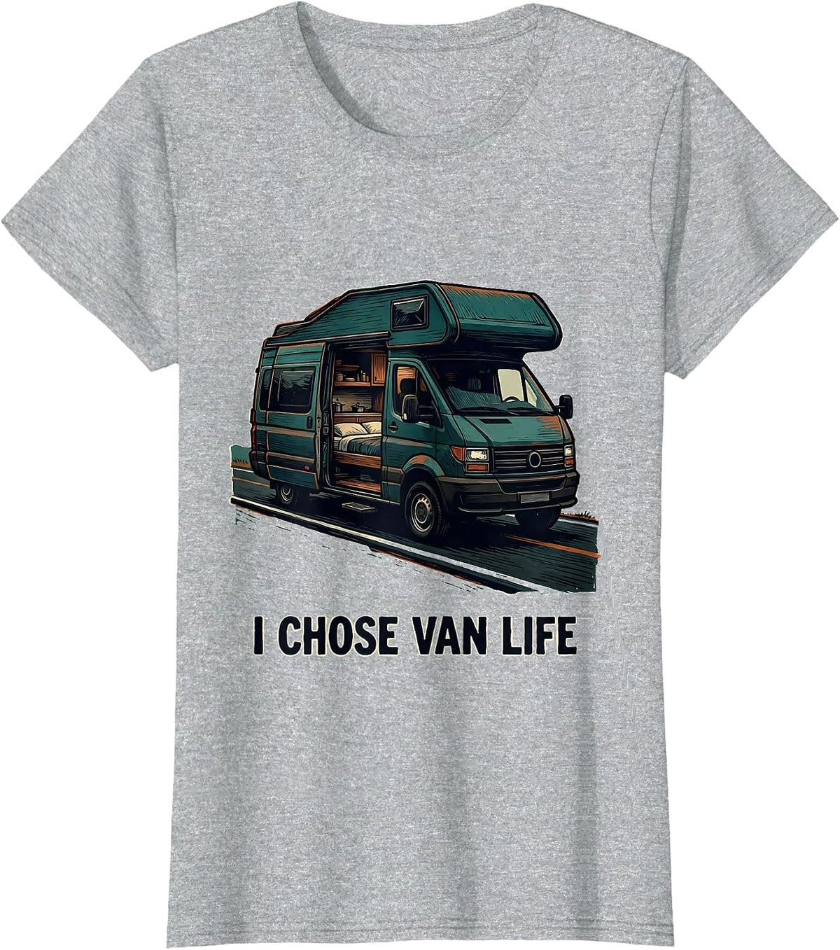 Women's I Chose Van Life Retro Van Life Nomad Travel Pride T-Shirt - Heather Grey