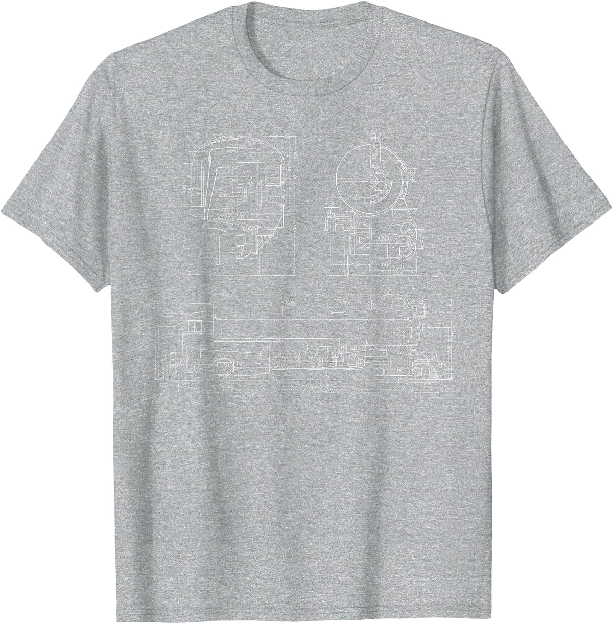 Pennsylvania Railroad Class K4 Dimensioned Train Drawing T-Shirt - Heather Grey