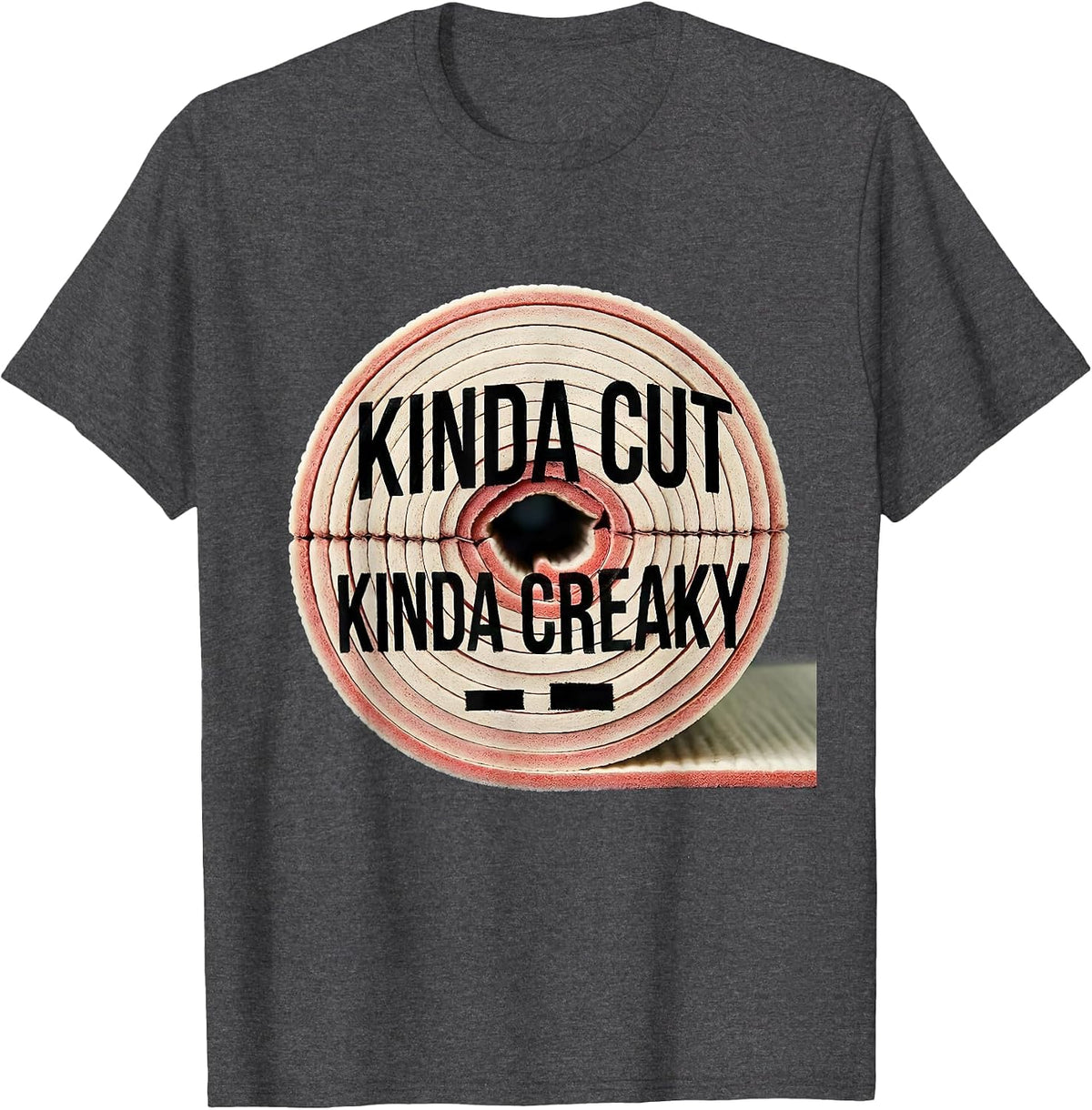 Men's Kinda Cut Kinda Creaky Funny Gym Workout Weightlifting Humor T-Shirt - Dark Heather Grey