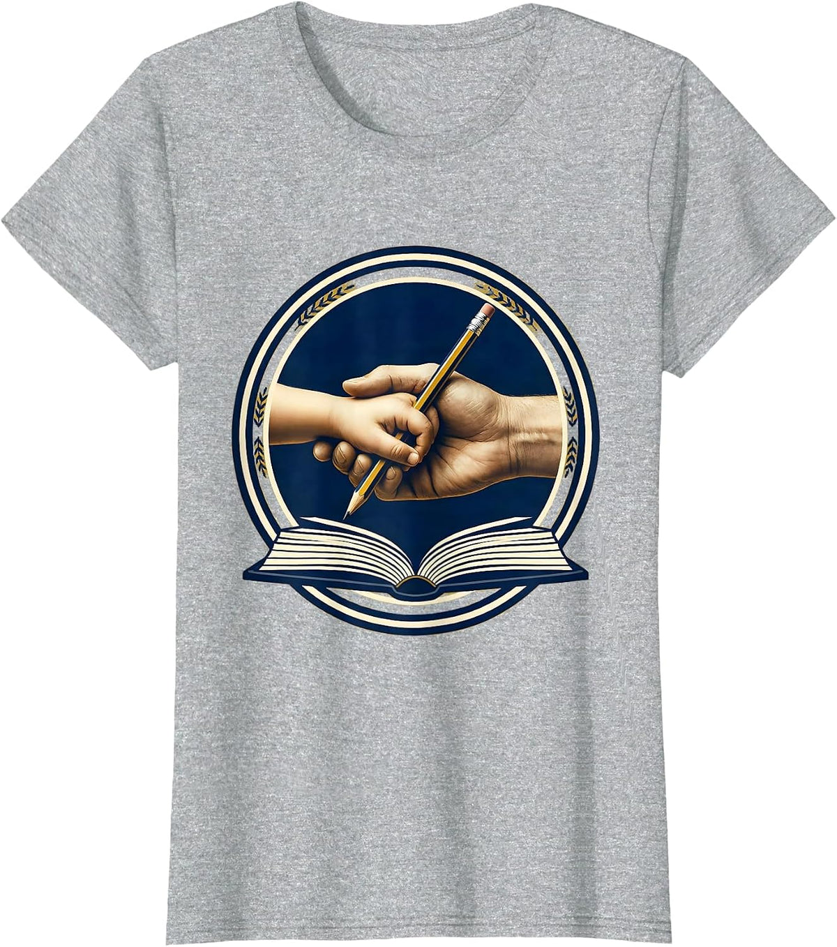 Women's Paraprofessional Hands Guiding Child Learning Art T-Shirt - Heather Grey
