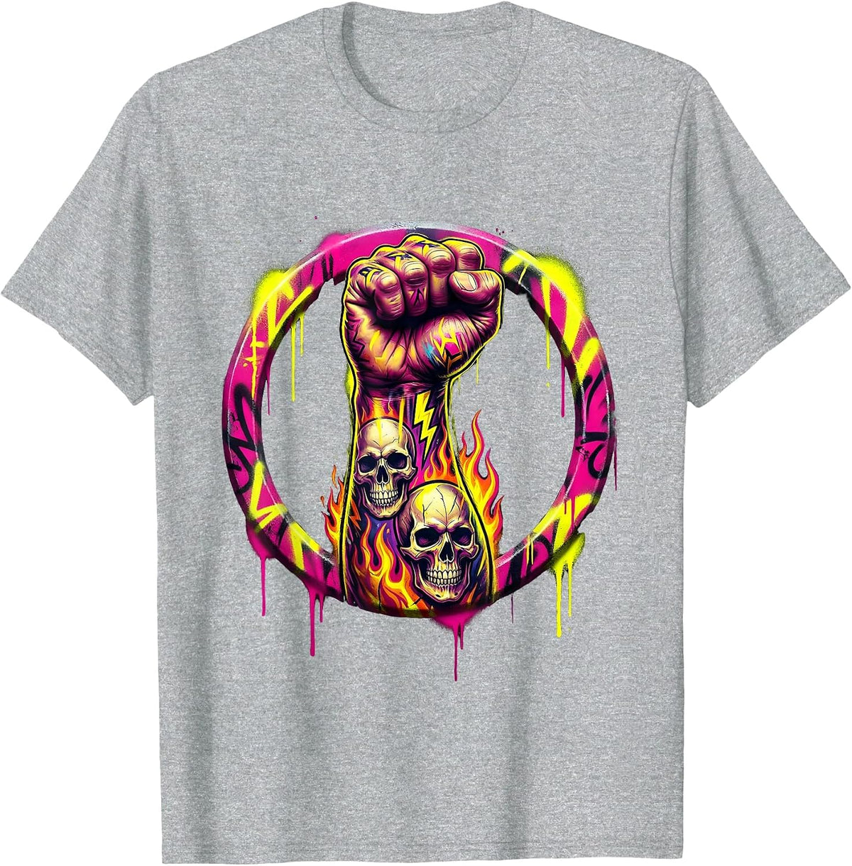 Men's Rock Guitar Tattoo Sleeve Arm Graphic T-Shirt - Heather Grey