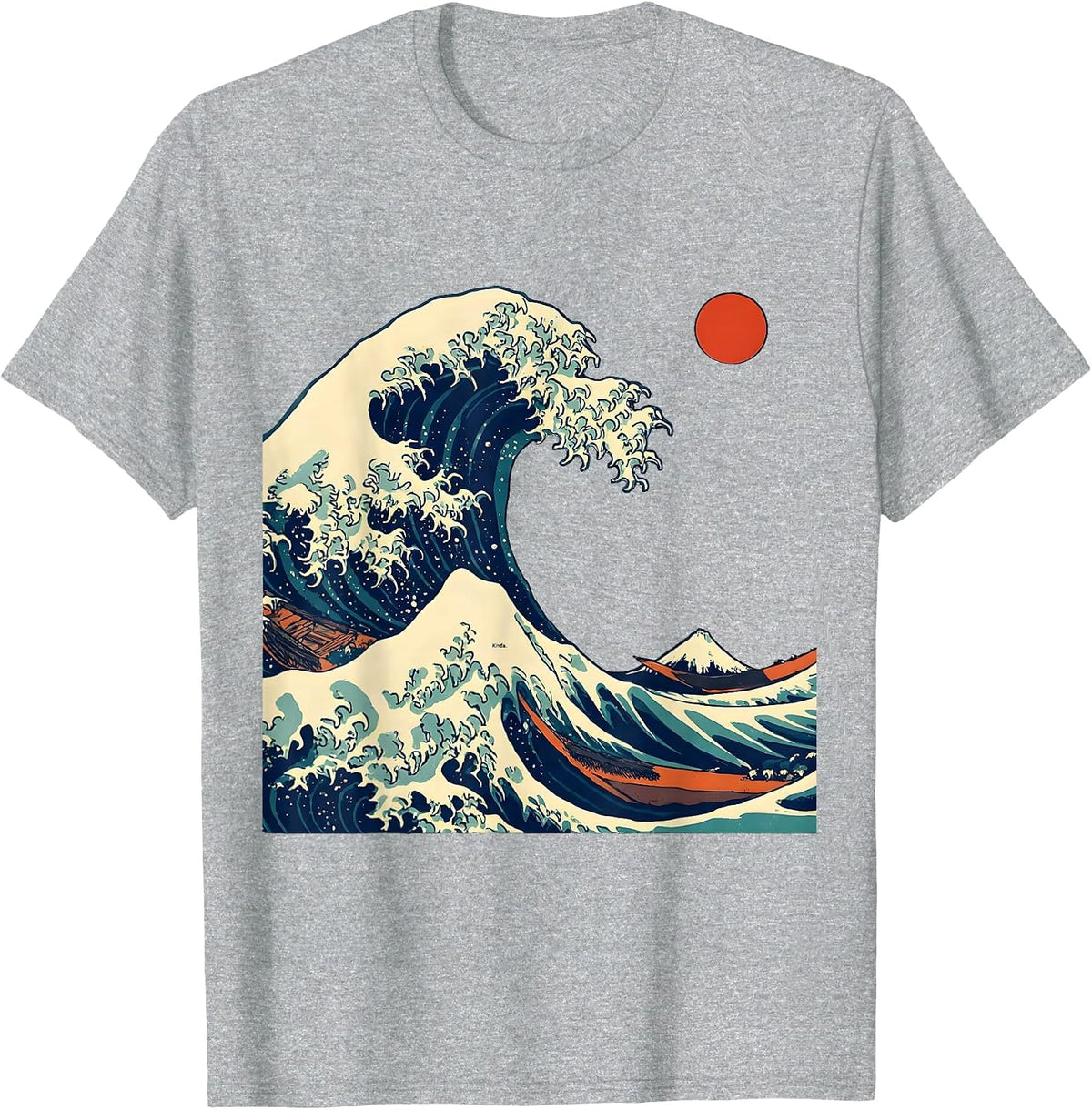 Men's Kinda Funny Japanese Art Animal Parody Ukiyo-e Graphic T-Shirt - Heather Grey