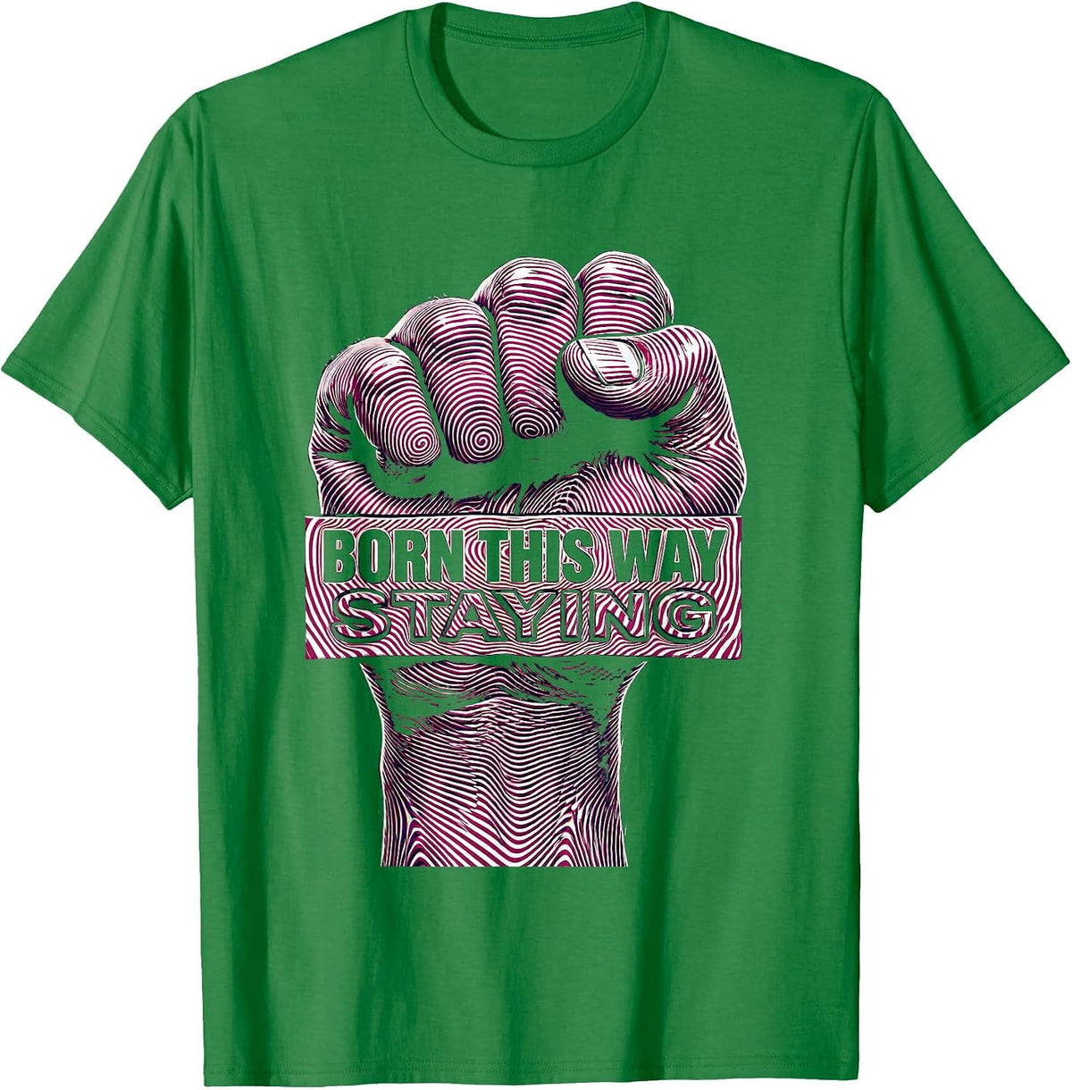 Men's Born This Way Staying Pride Flag Design T-Shirt - Kelly Green
