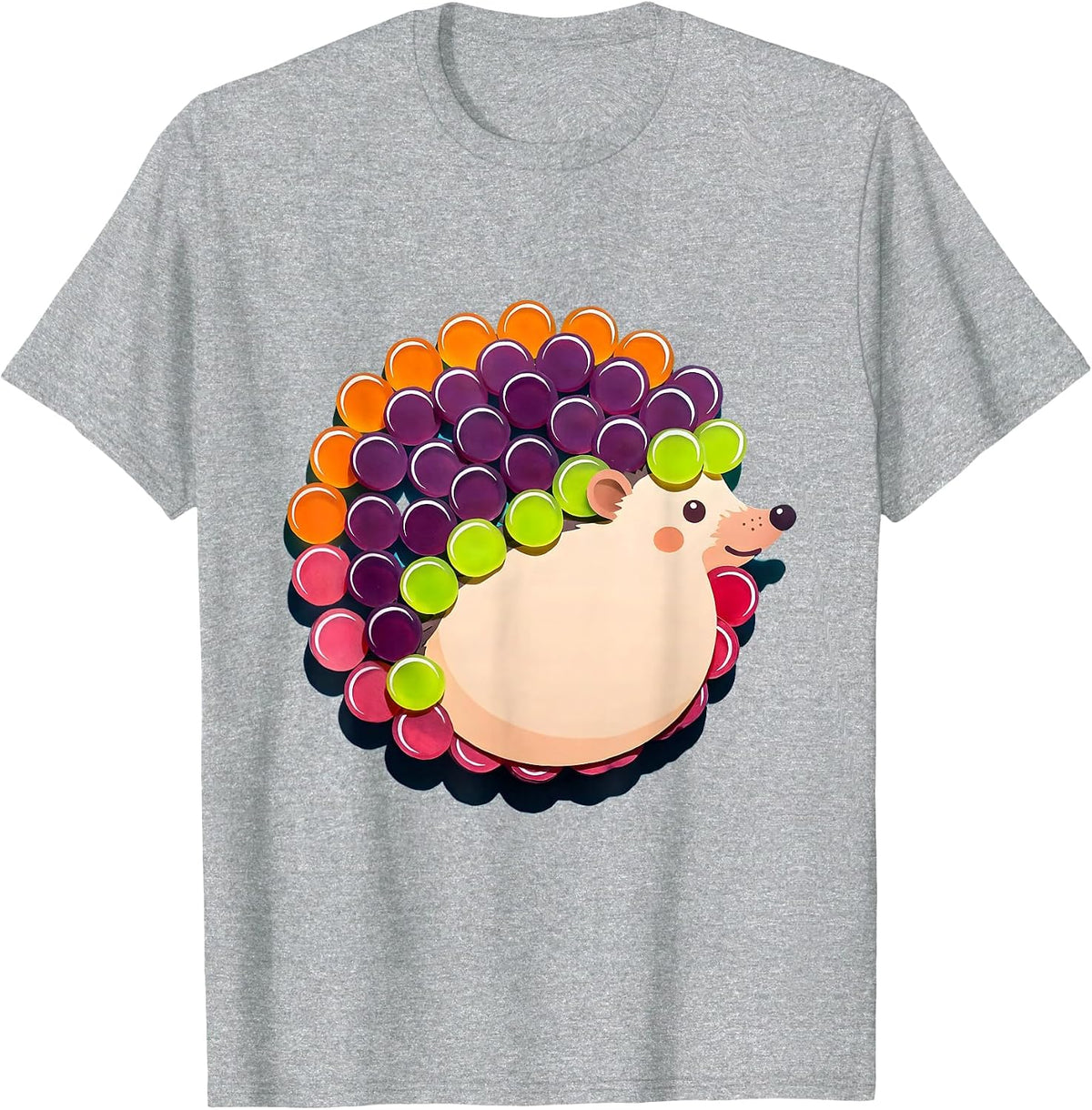Men's Polka Dot Hedgehog Curled Up Kids Design T-Shirt - Heather Grey