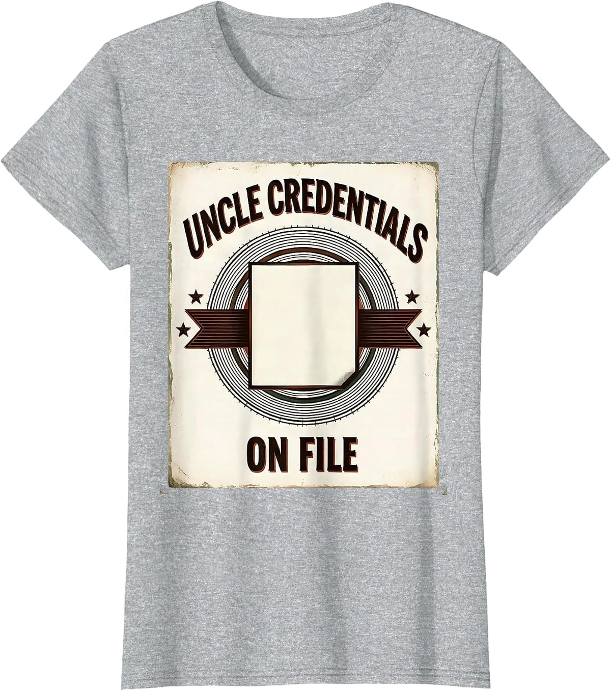 Women's Uncle Credentials On File Vintage Funny Uncle Godfather Gift T-Shirt - Heather Grey