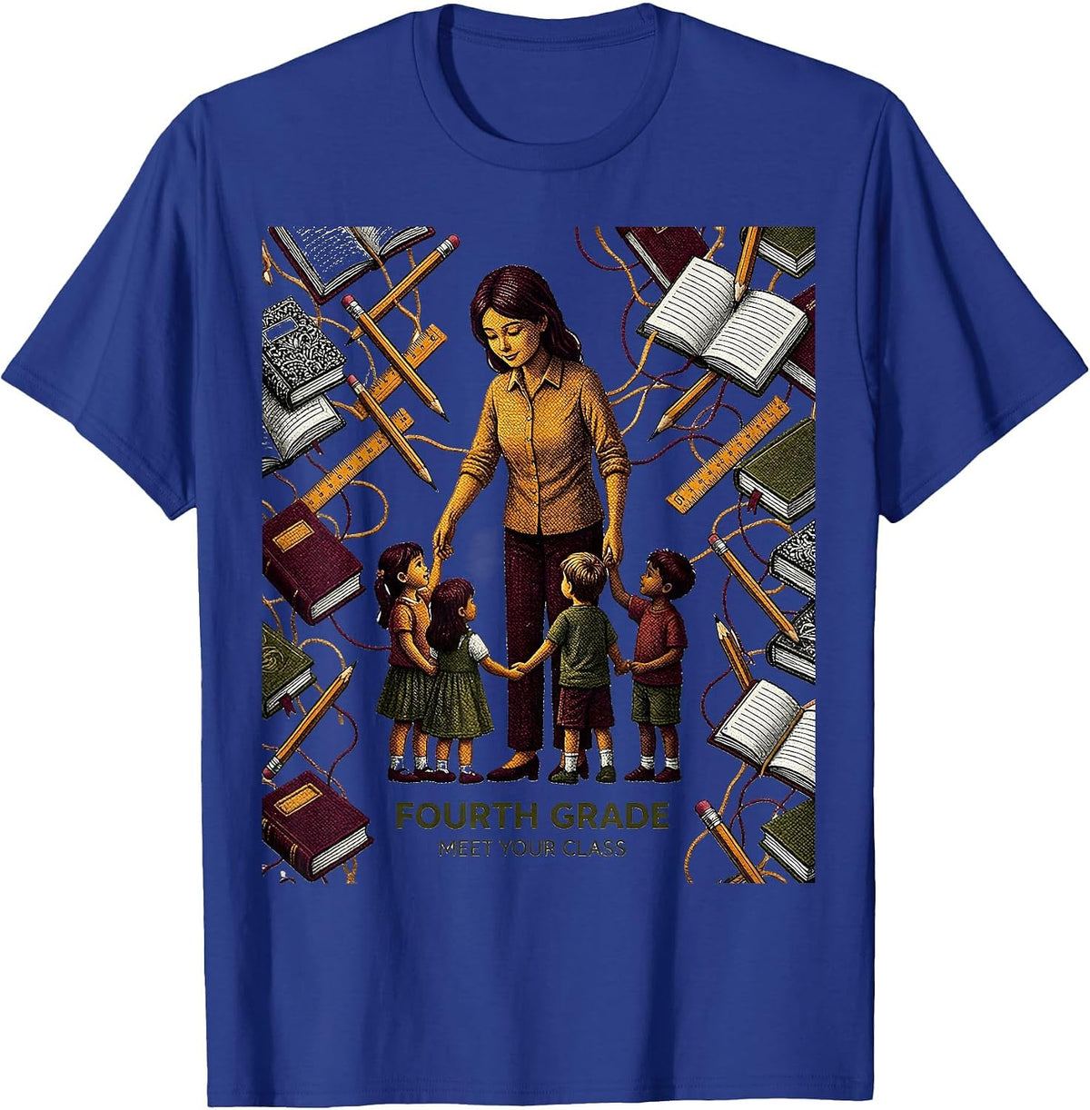 Men's Fourth Grade Meet Your Class Funny Teacher Back To School T-Shirt - Royal Blue