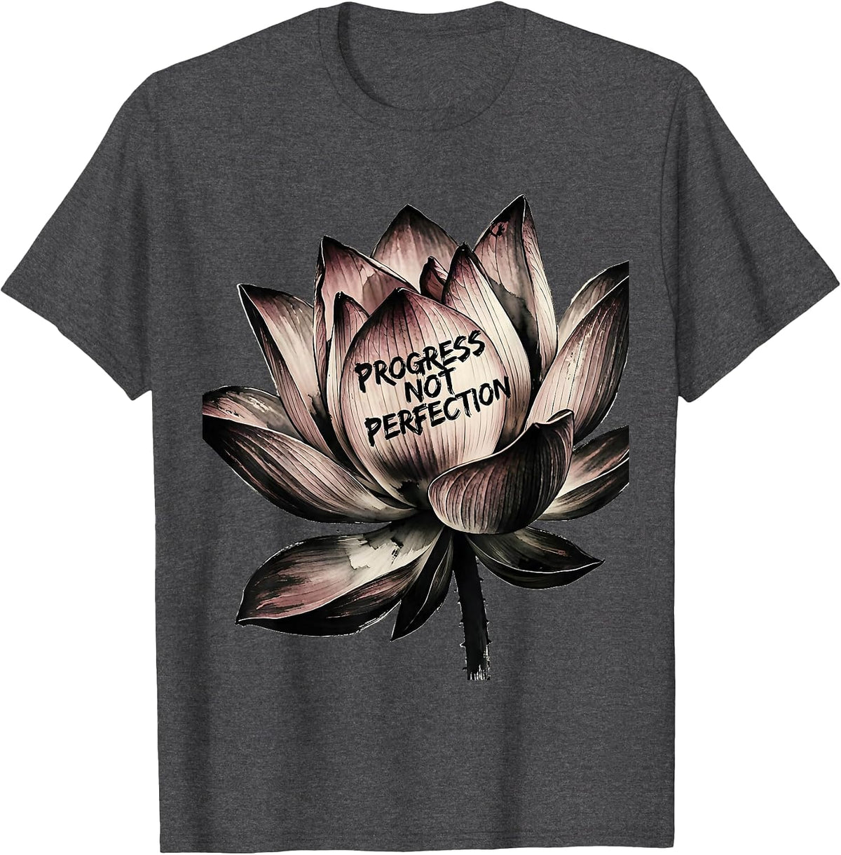 Men's Progress Not Perfection Mental Health Design T-Shirt - Dark Heather Grey