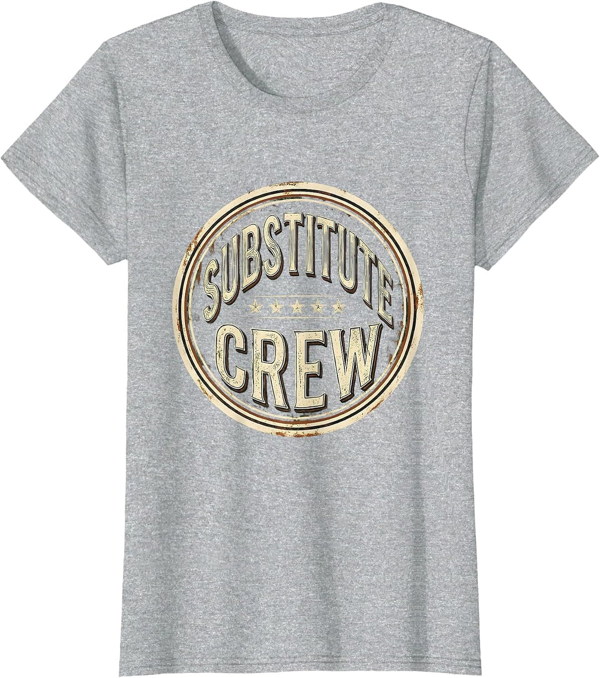 Substitute Crew Vintage Substitute Teacher Back to School T-Shirt - Heather Grey
