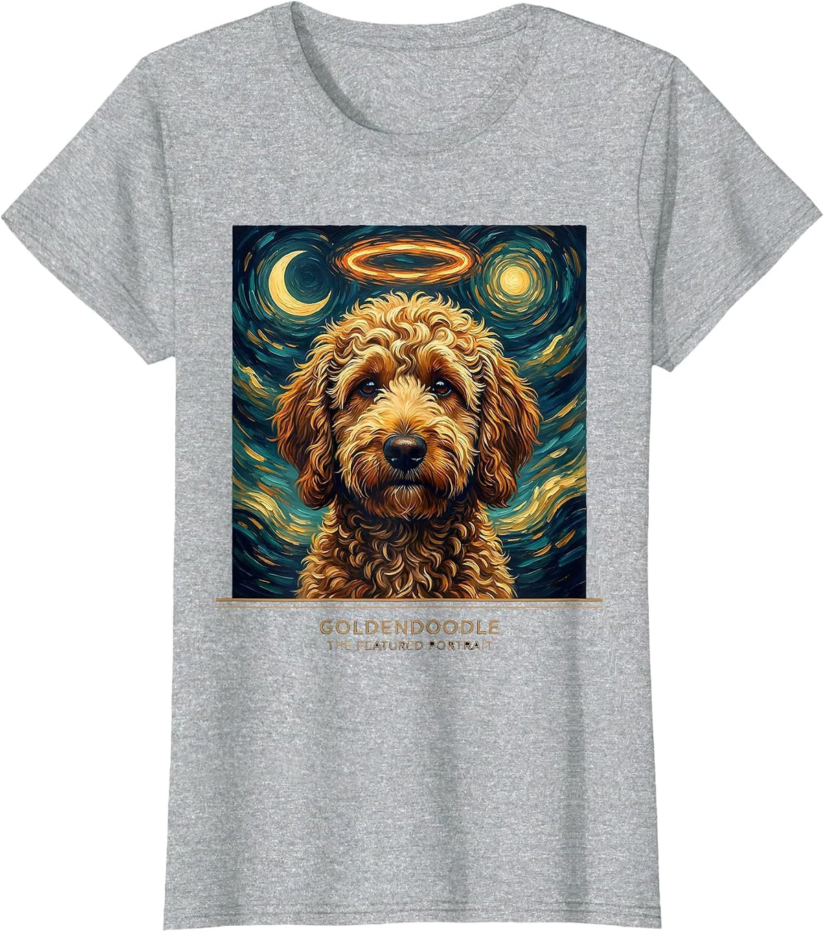 Women's Goldendoodle The Featured Portrait Whimsical Artistic Breed T-Shirt - Heather Grey