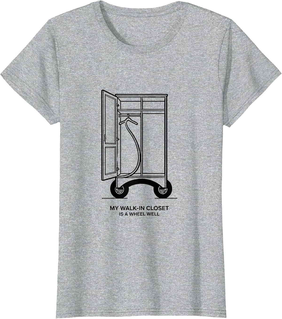 My Walk-In Closet Is A Wheel Well Retro Van Life Nomad Gift T-Shirt - Heather Grey