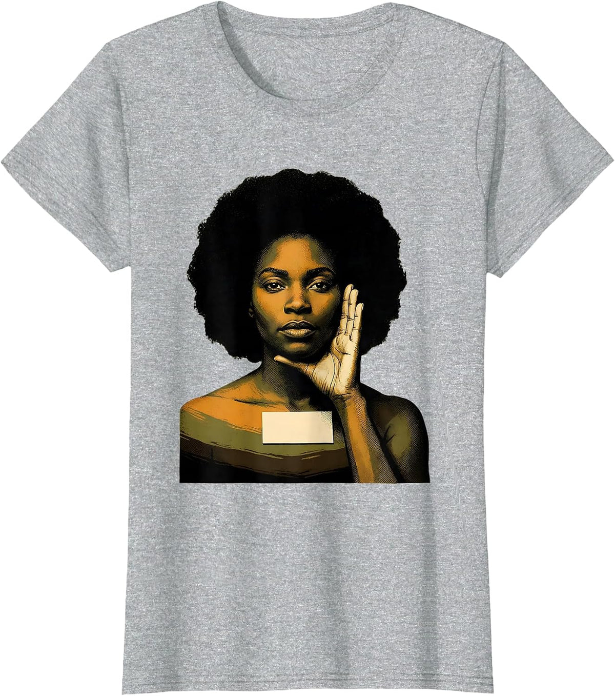 Black Woman Pride Portrait Classical Portrait Art T-Shirt - Heather Grey