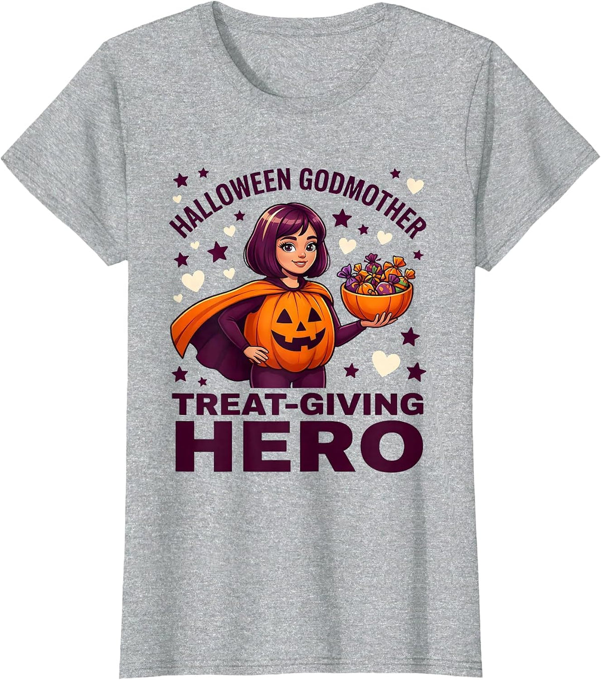 Halloween Godmother Treat-Giving Hero Cartoon Halloween T-Shirt - Heather Grey