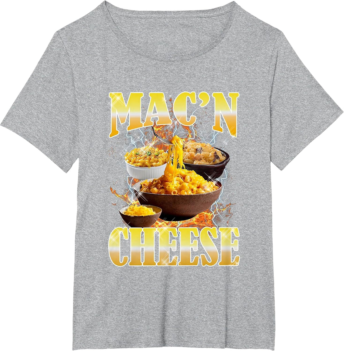 Thanksgiving Mac 'N Cheese Bootleg 90's Rap Rock Funny T-Shirt - Heather Grey