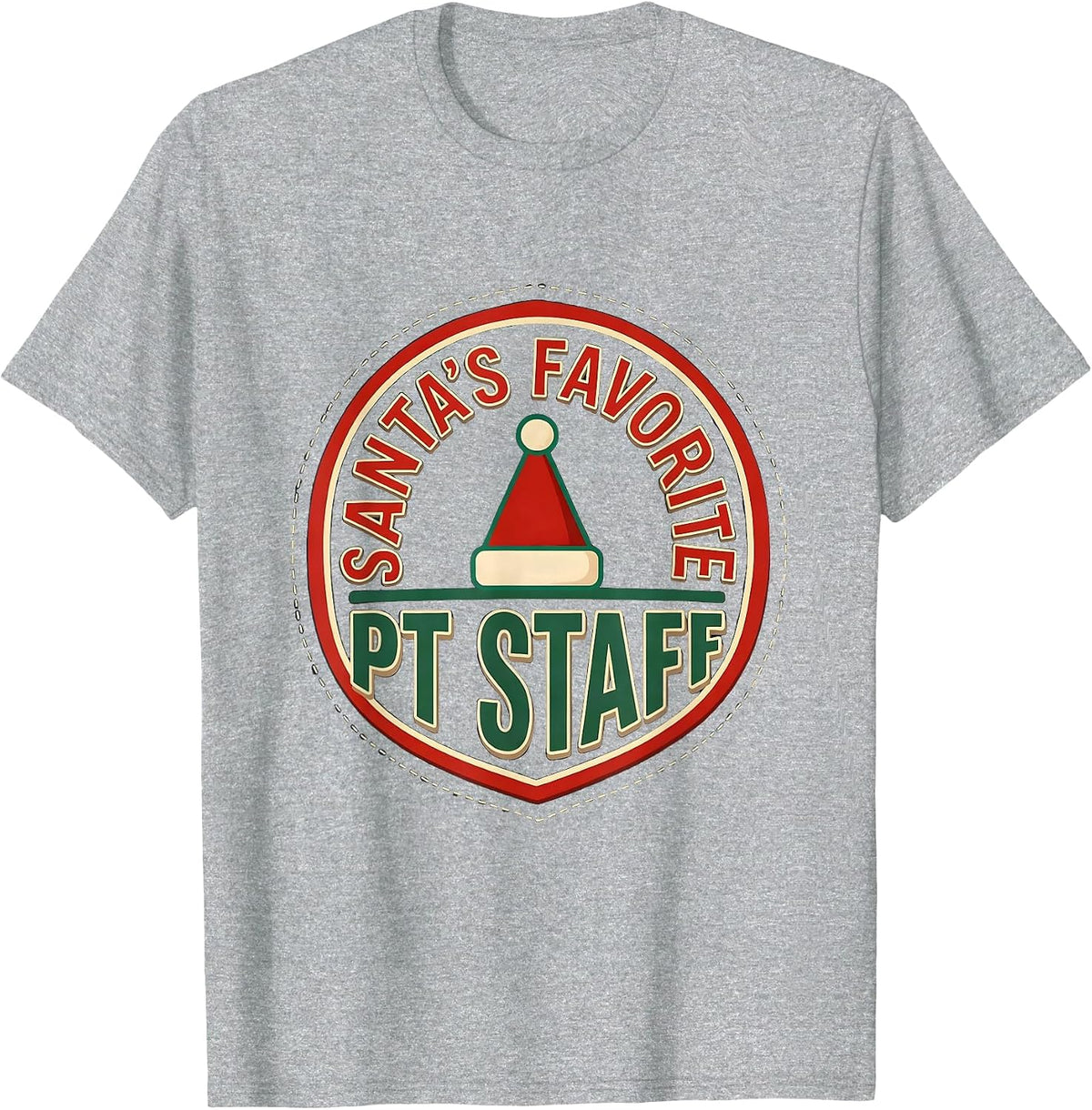 Men's Santa's Favorite PT Staff Funny Physical Therapy Christmas T-Shirt - Heather Grey