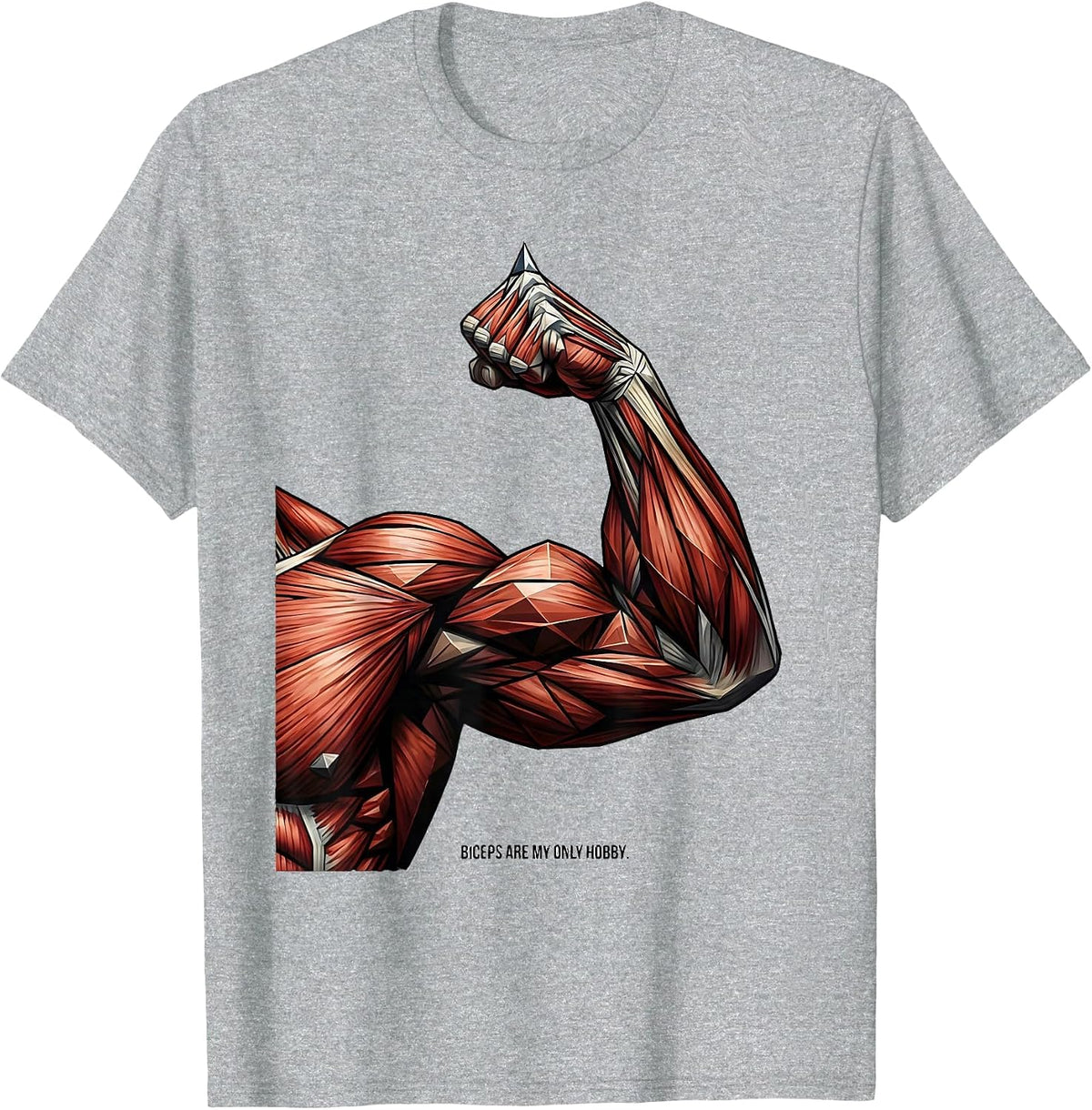 Men's Biceps Are My Only Hobby Funny Gym Humor Workout T-Shirt - Heather Grey