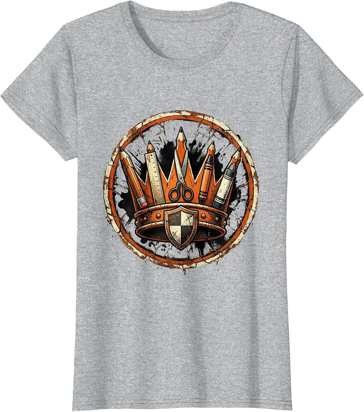 Paraprofessional Crown School Supply Icons Gift T-Shirt - Heather Grey