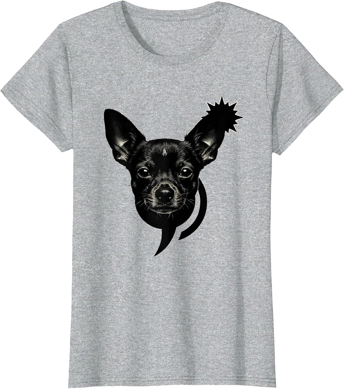 Women's Chihuahua Silhouette Dog Meme Humor Internet Joke T-Shirt - Heather Grey