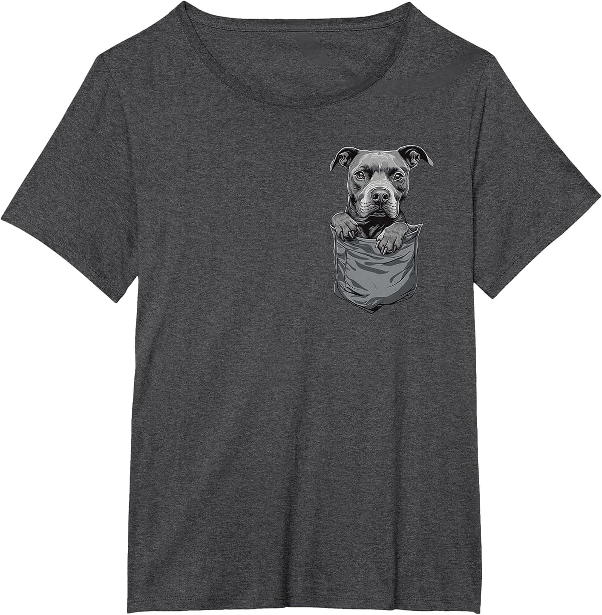 Pitbull in Pocket Cute Dog Lover Owner T-Shirt - Dark Heather Grey