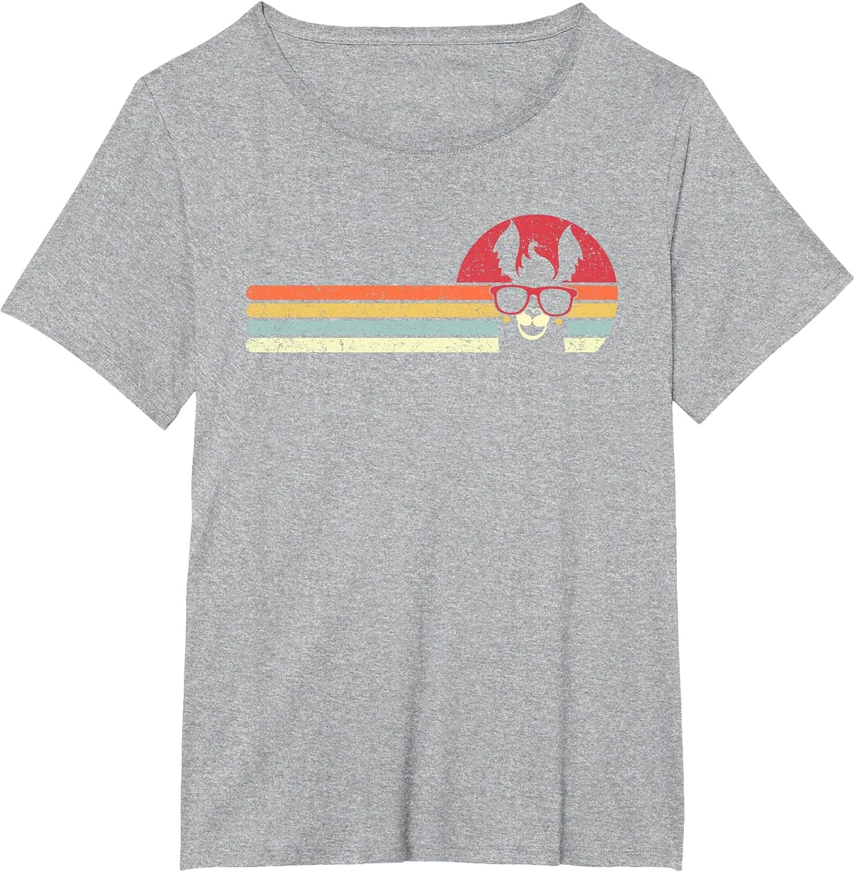 Llama, Retro Style Alpaca T-Shirt - Heather Grey